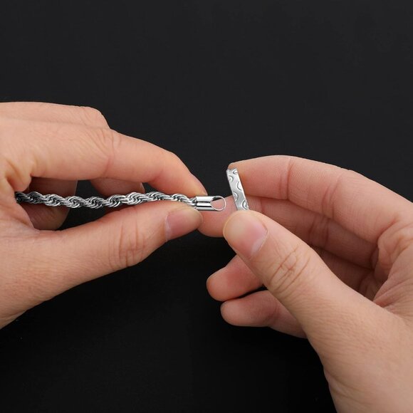 Elegant 3mm Rope Chain Necklace for Men - 20 Inch Stainless Steel Jewelry Gift - Picture 8 of 9